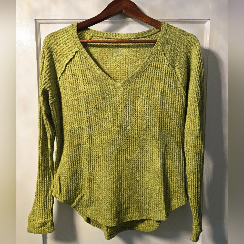 American Eagle Outfitters Chartreuse Green Knit Oversized Top Sz XS
